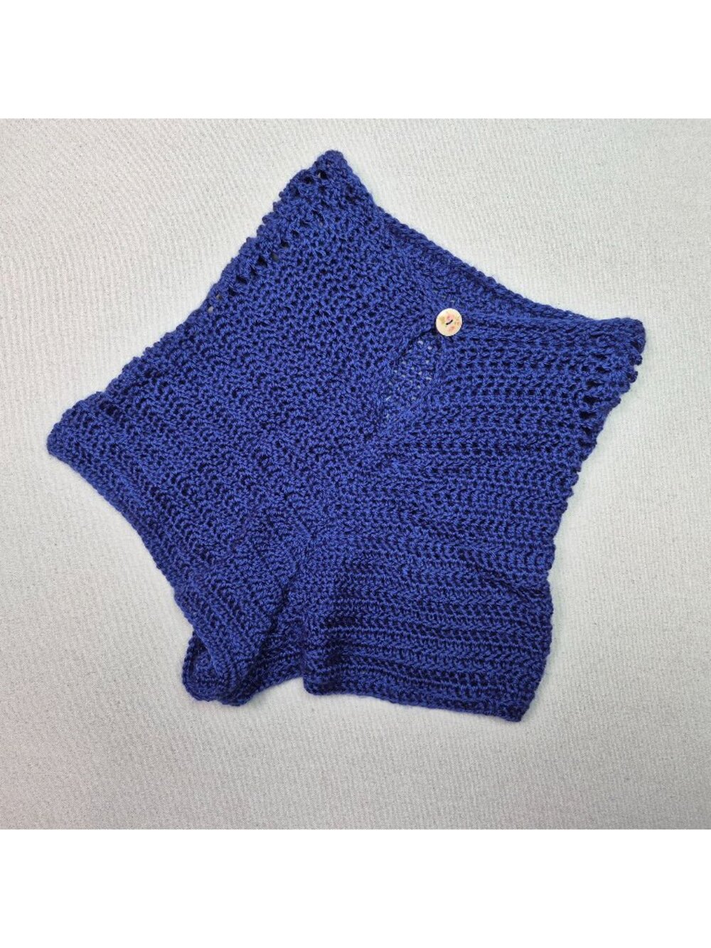 Handmade Unbranded Blue Crochet Knit High Rise Cheeky Booty Shorts Sz 22/13